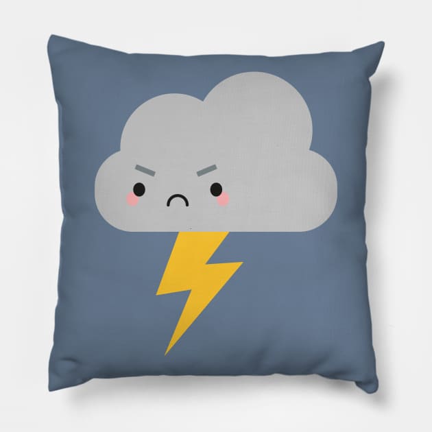 Kawaii Thunder & Lightning Cloud Pillow by marcelinesmith