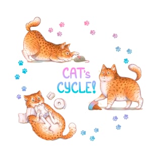 Cat's Cycle (Pink Blue) T-Shirt