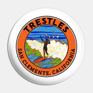 Surfing The Trestles San Clemente California Pin