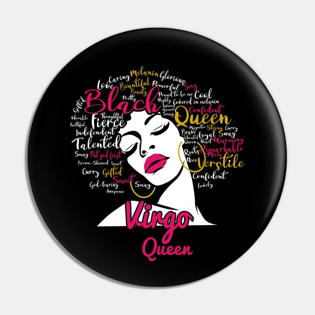 Virgo Queen Funny Birthday Gift for Black Women Girl Pin by easleyzzi