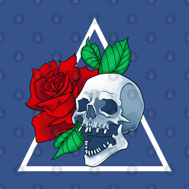 Red Flower Rose Skull - Skull Rose - T-Shirt