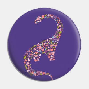 Floral Brontosaurus Pin