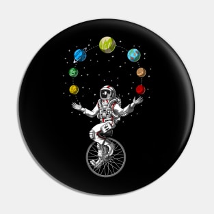 Astronaut Juggling Space Planets Pin