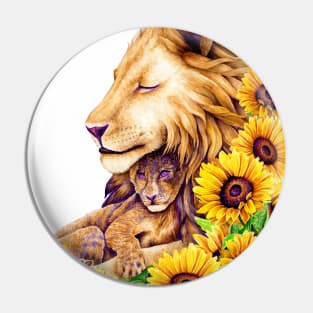 True love - Lion with lion cub Pin