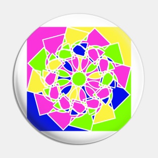 Square ornament with random geometric repeated shapes in bright neon colors Pin