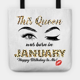 This Queen Was Born In January Leopard Pattern Tote