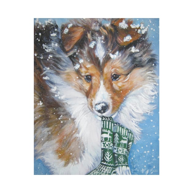 Shetland Sheepdog Christmas Fine Art Painting by LASHEPARD