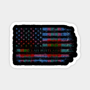 Clan Pentland Scottish tartan US flag kilt Scotland Magnet