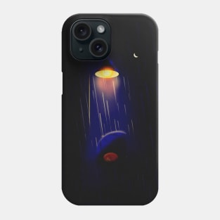 Rainy Day Streetlight Cat Phone Case