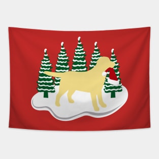 Yellow Labrador Snow and Christmas Tapestry