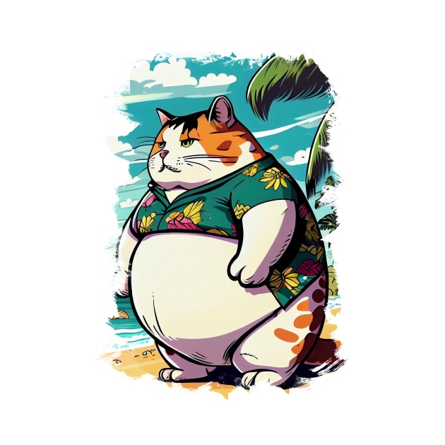 Cat Dad in Beach by Holycat