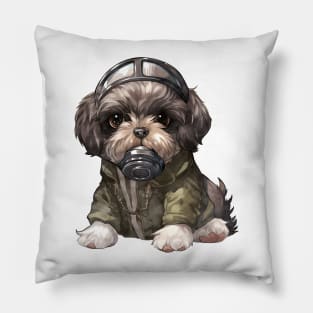 Shih Tzu Dog Wearing Gas Mask Pillow