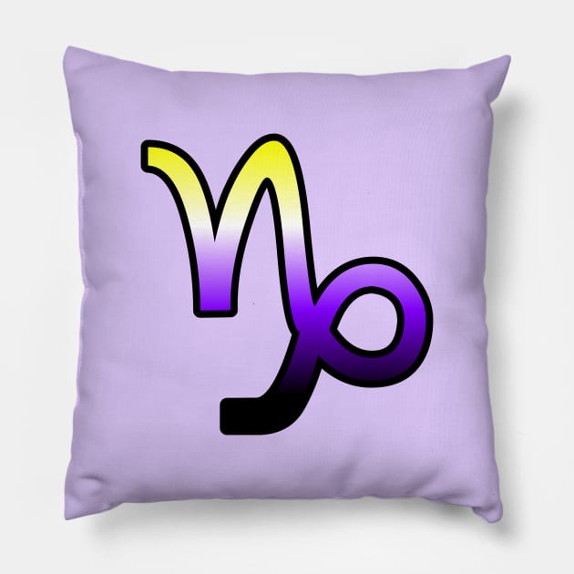 Capricorn Nonbinary Pride Symbol Pillow by SillyStarlight