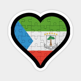 Equatorial Guinean Jigsaw Puzzle Heart Design - Gift for Equatorial Guinean With Equatorial Guinea Roots Magnet