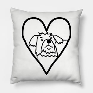 My Valentine Dog Line Drawing Dog Portrait in Heart Pillow