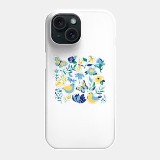 Birds Flowers Illustration Phone Case