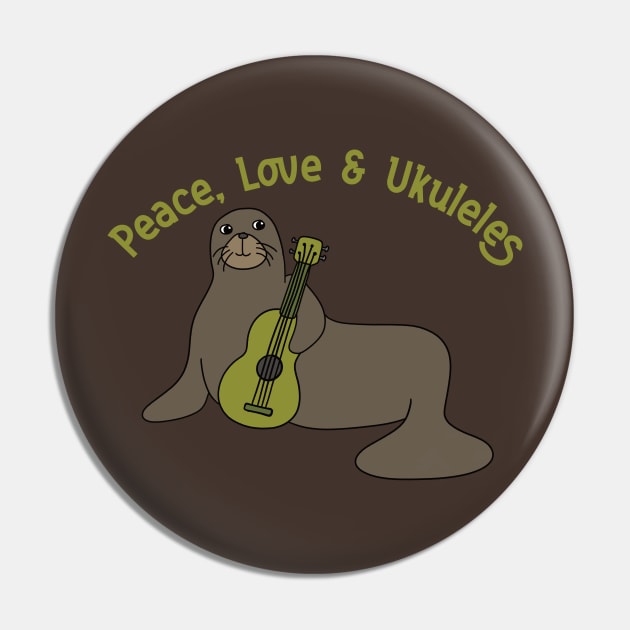 Peace, Love and Ukuleles Pin by Alissa Carin