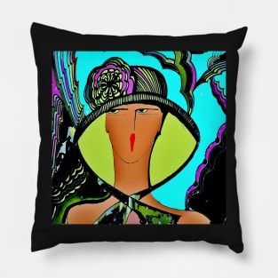 art deco summer hat Pillow