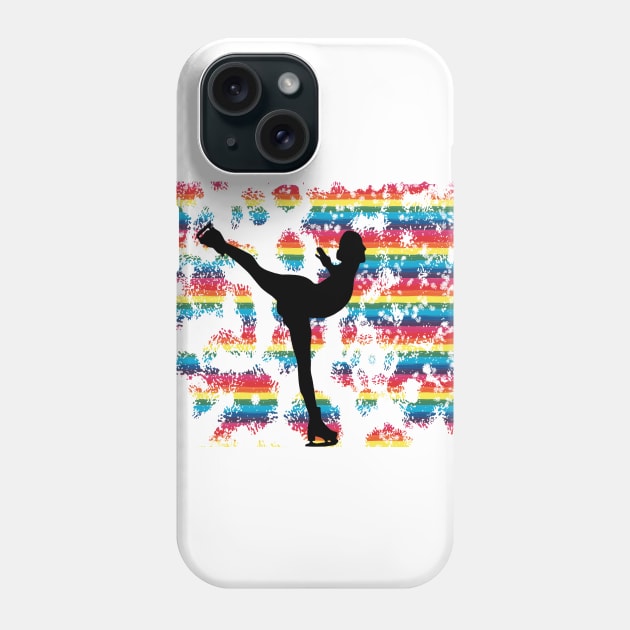 Figure Skater with Distressed Rainbow Pride Background Design Phone Case by PurposelyDesigned