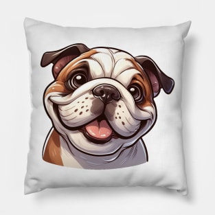Cute Bulldog Illustration Pillow