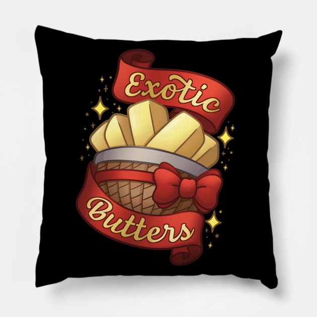 Exotic Butters Pillow by ChristaDoodles