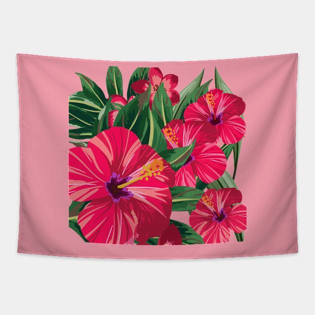 Rainforests, tropical flowers Tapestry by zzzozzo