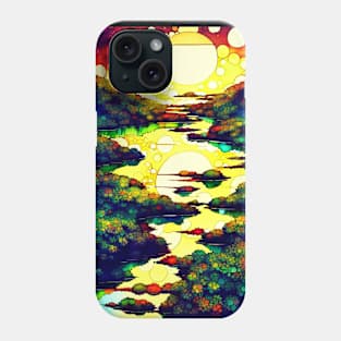 Colorful Abstract Suns River Landscape Phone Case