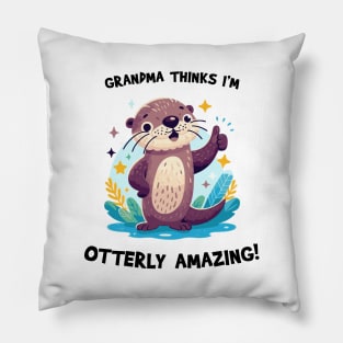 Otter Lover Shirt, Toddler Gift, Cute Otter Baby T-Shirt, Grandma Thinks I'm Otterly Amazing. Boy/Girl Tee. Funny Otter Shirt Pillow