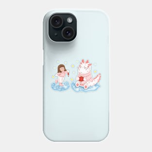 Girl brings lantern for cute dragon Phone Case