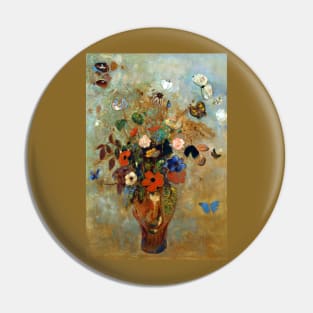 Still Life Vase with Butterflies & Flowers 1905 Odilon Redon Pin