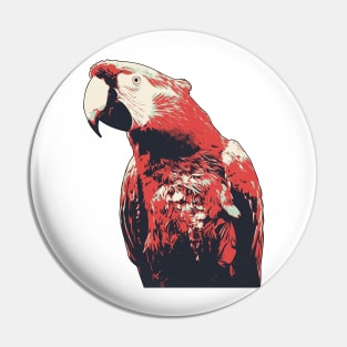 Macaw Parrot Illustration Vintage Colors Pin