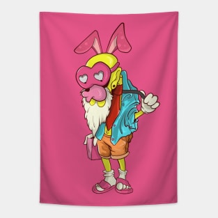 Dope pink rabbit uncle chilling illustration Tapestry