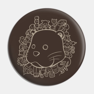 Otter Doodle Brown Line art Pin