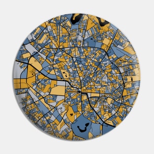 Bucharest Map Pattern in Blue & Gold Pin