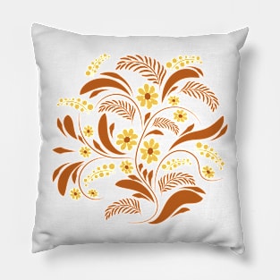 Folk floral art print  Flowers abstract art  poster Pillow