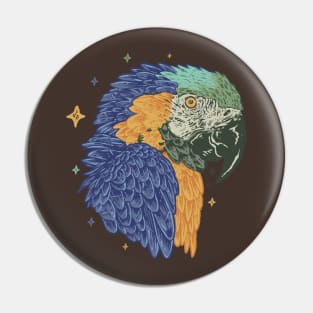 blue yellow macaw vintage Pin