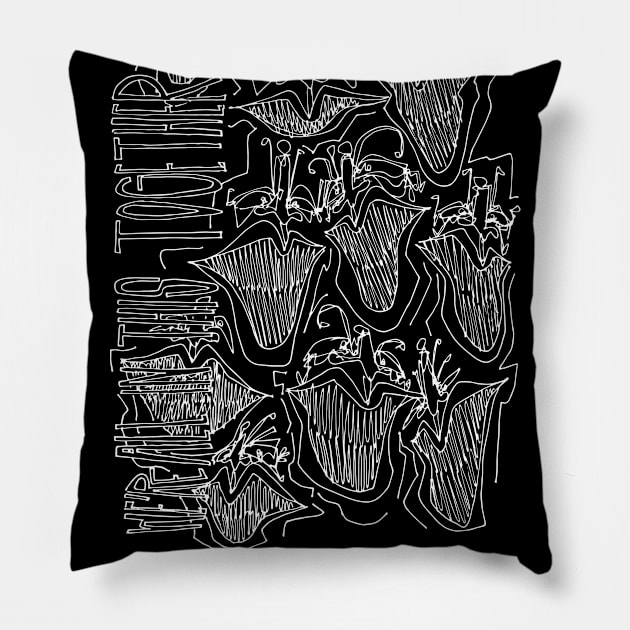 #3 - Limp Faces Psychedelic Line Ink Drawing with Art Style Black Pillow by MrBenny