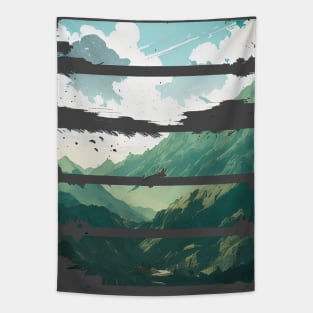 Zany Cute Fantasy Mountain Landscape Tapestry