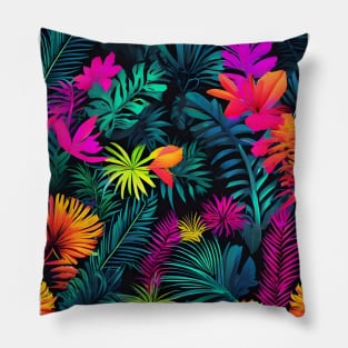 Colourful neon flowers pattern Pillow