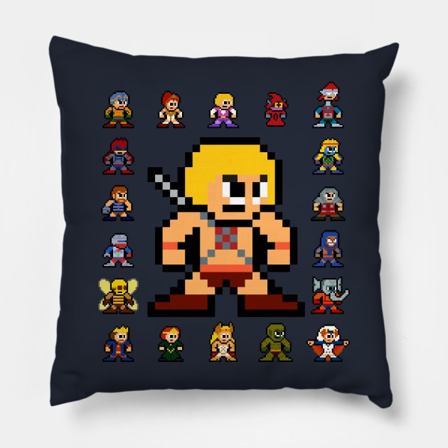 MOTU Heroic Warriors 8bit Pixel Art Pillow by 8-BitHero