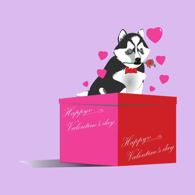 Puppy Husky Valentine by Kanom-Tom