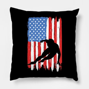 American Flag Speed Skating Graphic Pillow