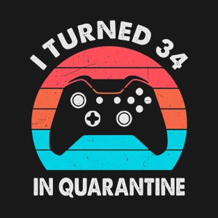 I Turned 34 In Quarantine - Retro Sunset Vintage 1986 34th Birthday Gift T-Shirt