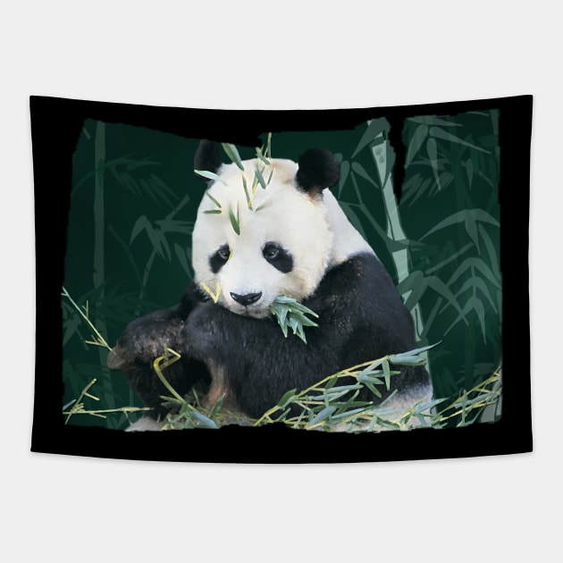 Panda With Bamboo Tapestry by quingemscreations