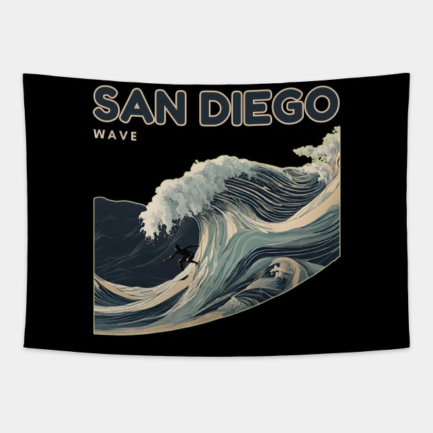 SAN DIEGO WAVE Tapestry by Zimny Drań