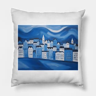 Oslo in Picasso's Blue Period style Pillow