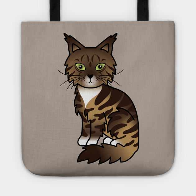 Brown And White Classic Tabby Maine Coon Cat Cute Cartoon