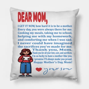 Child's Heartfelt Gratitude to Mom Pillow