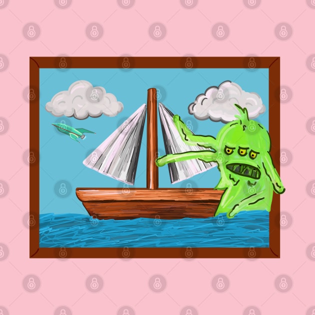 Simpsons Sailboat Painting w/ HG Blob & PlanEx Ship by Sparkleweather