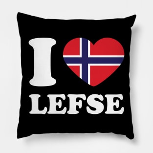 I Love Lefse Norway Flag Heart Pillow